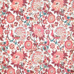 M293# 3 pezzi di tovaglioli di carta singoli per decoupage, fazzoletti artigianali, motivo con fiori esotici rossi, foglie e uccelli
