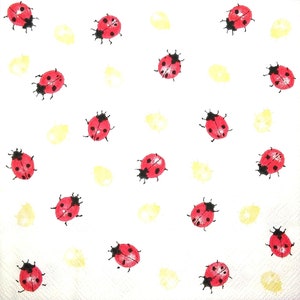M681# 3 pezzi di tovaglioli di carta singoli per decoupage, fazzoletti artigianali, motivo coccinella rossa