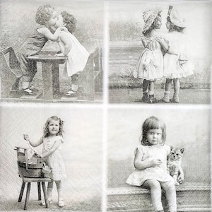 N428# 3 pezzi di tovaglioli di carta singoli per decoupage, fazzoletti artigianali, mini immagini di bambini piccoli