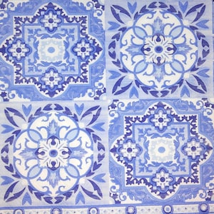 M137 # 3 Stück einzelne Papierservietten für Decoupage, Bastelgewebe, Blaue Fliesen Spanisches Muster