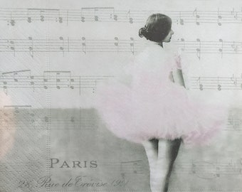 Vintage design music notes  -203 4 Single paper decoupage napkins Ballerina 