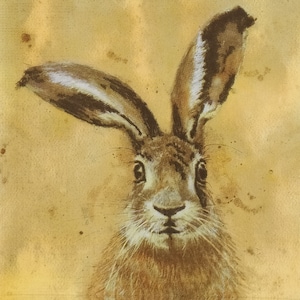 Q128# 3 pezzi di tovaglioli di carta singoli per decoupage, fazzoletti artigianali, testa di coniglio marrone su sfondo beige