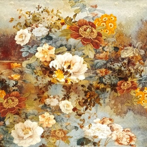 Q336# 3 pezzi di tovaglioli di carta singoli per decoupage, fazzoletti artigianali, motivo fiori autunnali arancioni e marroni