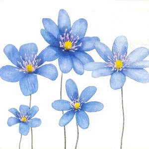 T627# 3 piezas de servilletas de papel individuales para decoupage, pañuelos artesanales, flores de color violeta azul primaveral sobre fondo blanco