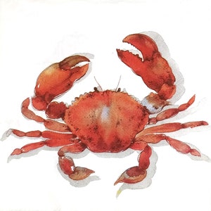 R263# 3 Pieces Of Single Paper Napkins for Decoupage, Craft Tissue, Red Boiled Crab Seafood On White