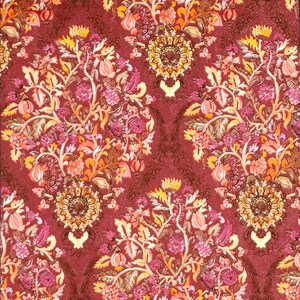 Q506 # 3 Stück einzelne Papierservietten für Decoupage, Bastelgewebe, Mini Blumen Damast Barock Rauten Muster Auf Rot