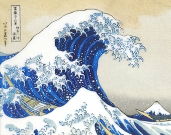 N967# 3 pedaços de guardanapos de papel individuais para decoupage, papel de seda artesanal, famosa pintura japonesa &quot;A Grande Onda de Kanagawa&quot; de Hokusai