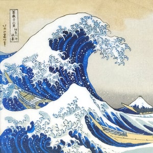 N967# 3 pezzi di tovaglioli di carta singoli per decoupage, carta velina, famoso dipinto giapponese "La grande onda di Kanagawa" di Hokusai
