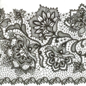 P218# 3 pezzi di tovaglioli di carta singoli per decoupage, fazzoletti artigianali, fiori di pizzo nero su sfondo bianco