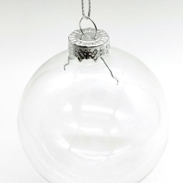 A174 Clear Glass Empty Ball Bauble - Make Your Own Christmas Ornament 8 cm