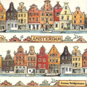P019# 3 pezzi di tovaglioli di carta singoli per decoupage, fazzoletti artigianali, Holland City Amsterdam Street con vecchie case