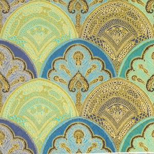 P352 n° 3 serviettes en papier pour découpage, papier peint artisanal, ornement mosaïque oriental bleu-vert jaune
