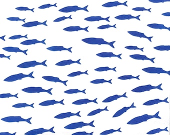 P360# 3 peças de guardanapos de papel individuais para decoupage, tecido artesanal, padrão de mini peixe marinho azul e branco