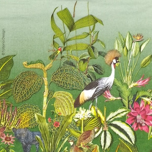 P587# 3 pezzi di tovaglioli di carta singoli per decoupage, fazzoletti artigianali, stile cinese uccelli e fiori nella giungla