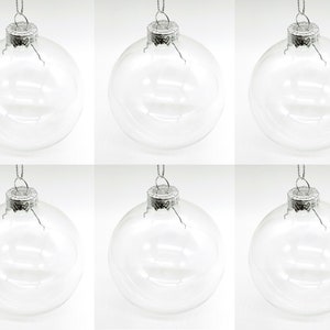 6 pieces Of A174 Clear Glass Empty Ball Bauble - Make Your Own Christmas Ornament 8 cm