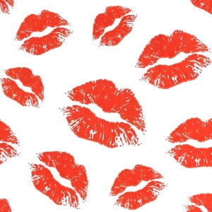 P756# 3 pezzi di tovaglioli di carta singoli per decoupage, tessuto artigianale con motivo labbra rosse e bacio su sfondo bianco