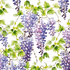 Z229 # 3 Stück KLEINE Einzel Papierservietten für Decoupage Cocktail Größe, Taschentuch, Purpur Glyzinien Hängeblumen Mit Schmetterlingen