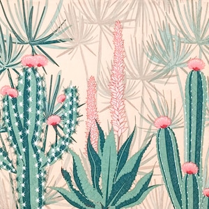 U352# 3 Pieces Of Single Paper Napkins for Decoupage, Craft Tissue, Painted Green Cactus Succulents Jungle Pattern On Pink