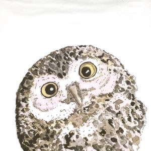 S761# 3 Pieces Of SMALL Single Paper Napkins for Decoupage, Craft Tissue Cocktail Size, Owl Bird Head With Christmas Berry And Pine Wreath