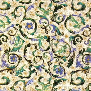 N185# 3 pezzi di tovaglioli di carta singoli per decoupage, tessuto artigianale, vortici arabeschi viola verdi su sfondo beige