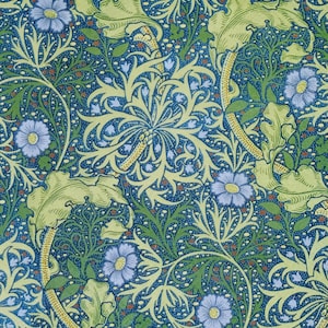 P022 # 3 Stück Papierservietten für Decoupage, Basteltücher, Algen Grün Swirls Blaue Blumen Muster