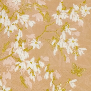 N860# 3 stuks enkele papieren servetten voor decoupage, knutselpapier, roze oranje wit bronzen bloemen Chinees patroon