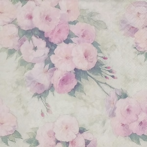 P863# 3 stuks enkele papieren servetten voor decoupage, knutselpapier, pastelroze roos bloemen romantisch patroon vintage vervaagde foto