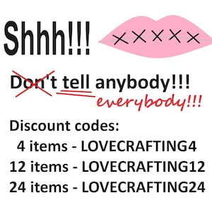 K&ouml;nnte beinhalten: Rosa Lippen mit einem roten X dar&uuml;ber, mit dem Text "Shhh!!! Sag es niemandem!!! allen!!!"  Rabattcodes: 4 Artikel - LOVECRAFTING4, 12 Artikel - LOVECRAFTING12, 24 Artikel - LOVECRAFTING24