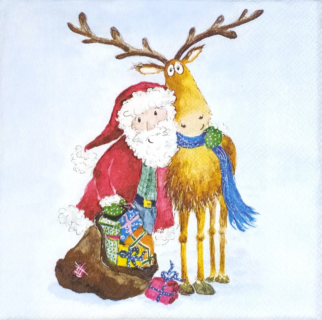 Weihnachtsservietten Mit Weihnachtsmann – 50 Stück, 3-lagig, 12,7x12,7 Cm Gefaltet, Für Feiern & Dekoration