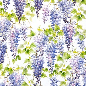 U390 #3 stuks enkele papieren servetten voor decoupage, knutselpapier, paarse blauweregen bloemen bloesempatroon