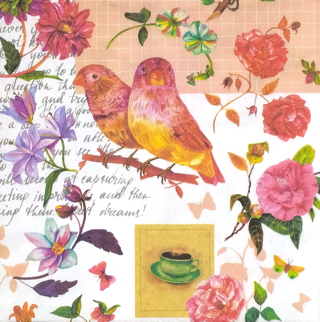 R109 3 Pieces of Single Paper Napkins for Decoupage, Craft Tissue, Pink