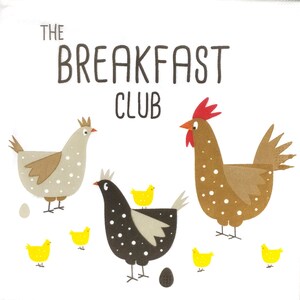 R407 # 3 Stück einzelne Papierservietten für Decoupage, Bastel-Taschentücher, lustig bemaltes Band Huhn Grau Braun Schwarz mit Huhn und Aufschrift