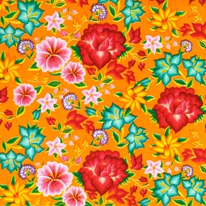 P537# 3 stuks enkele papieren servetten voor decoupage, knutselpapier, kleurrijk rood roze groen bloemenpatroon op oranje achtergrond