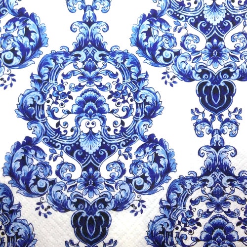 Blue and White Toile Napkins 3 Paper Napkins Decoupage Etsy