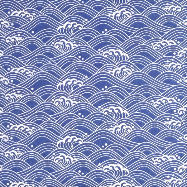 R133 n° 3 serviettes en papier gaufrées pour découpage, papier peint artisanal, motif vagues bleu blanc peint