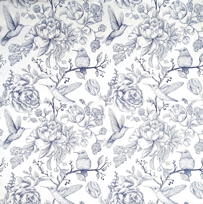 U023 3 Pieces of Single Paper Napkins for Decoupage, Craft Tissue, Blue