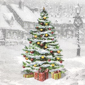 Nostalgic Christmas Tree 4 Paper Napkins for Decoupage 4 Individual Napkins Nostalgic Christmas Tree 4 Paper Napkins for Decoupage 4 Individual Napkins