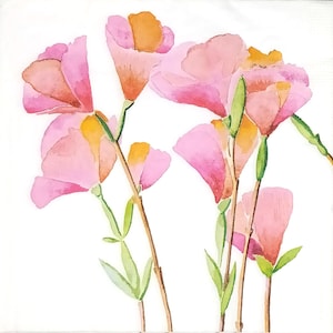 T888# 3 pièces de serviettes en papier pour découpage, papier de soie artisanal, motif fleurs de lin rose clair sur fond blanc