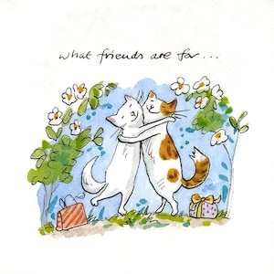 P873# 3 serviettes en papier simples pour découpage, papier de soie artisanal, ami des chats : prendre dans ses bras, apporter un parapluie, attraper des papillons, se balancer