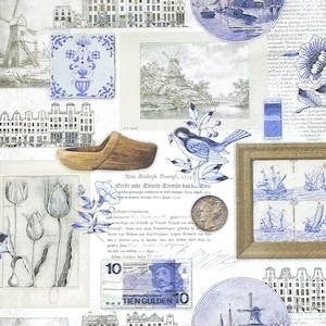 Q292 # 3 Stück Einzel Papierservietten für Decoupage, Bastelpapier, Holland Amsterdam Bilder Und Symbole Mini Bilder Miniaturen Collage