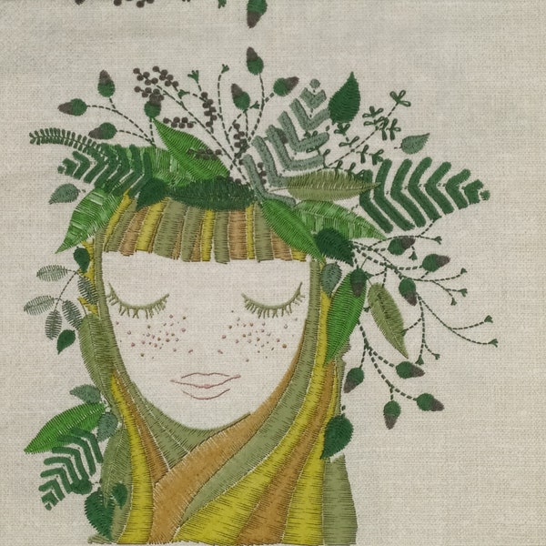 N887 #3 serviettes en papier simples pour découpage, papier de soie artisanal, dame femme flore florale fille fée avec fleurs herbes guirlande