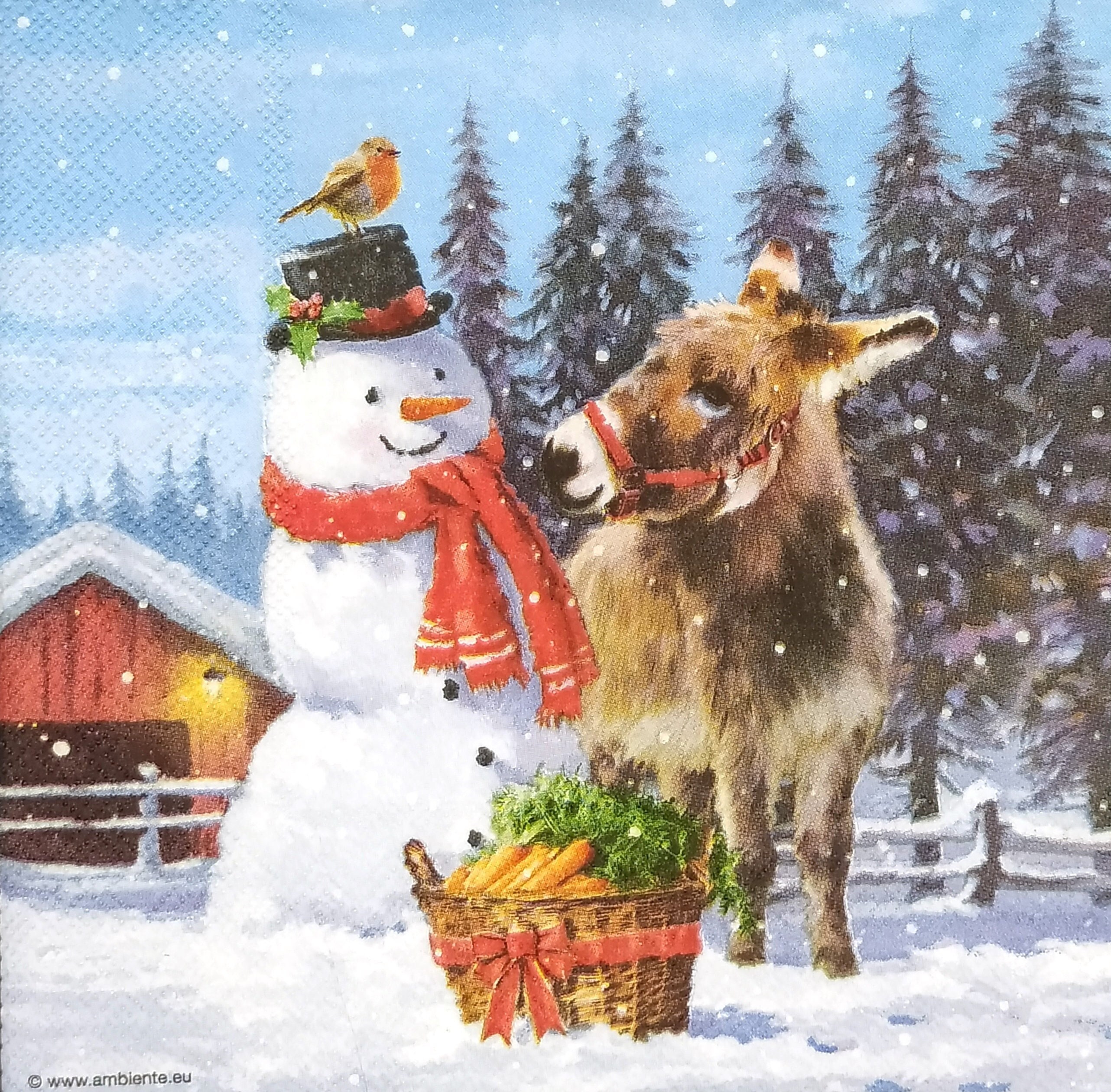 20 Servietten Mit Schneemänner-Motiv – Winterdeko Für Tisch & Basteln, 33x33cm, 3-lagig