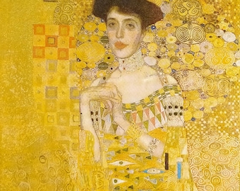 M580# 3 stycken enstaka pappersservetter för decoupage, hobbypapper, målat porträtt av Adele Bloch-Bauer av Gustav Klimt