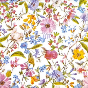 T615 # 3 Stück Papierservietten einzeln für Decoupage, Bastelgewebe, rosa blau gelb Mini Wiesenblumen Muster