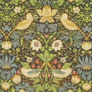 T766# 3 pezzi di tovaglioli di carta singoli per decoupage, fazzoletti artigianali, William Morris Green Brow Flowers, Leaves And Birds Chintz Pattern Nero