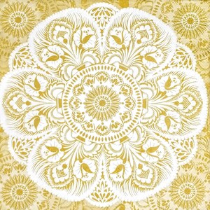 T929# 3 stuks enkele papieren servetten voor decoupage, knutselpapier, witgouden glinsterende mandala-ornament op witte of gouden achtergrond