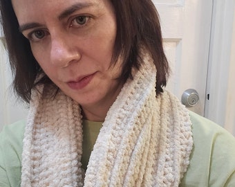 Hand Crochet Velvety Cowl - Blue, Gray,  or Off-White Winter Scarf