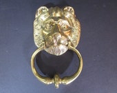 Vintage Brass Lion Door Knocker - Heavy Brass Door Knocker - Lion Door Knocker - with Mounting Screws - Architectural Salvage