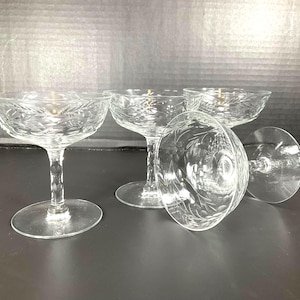 Vintage Cut Crystal Coupe Champagne/Cocktail Glasses - Your Choice - Set of 5 or Set of 4 - Mid Century Barware