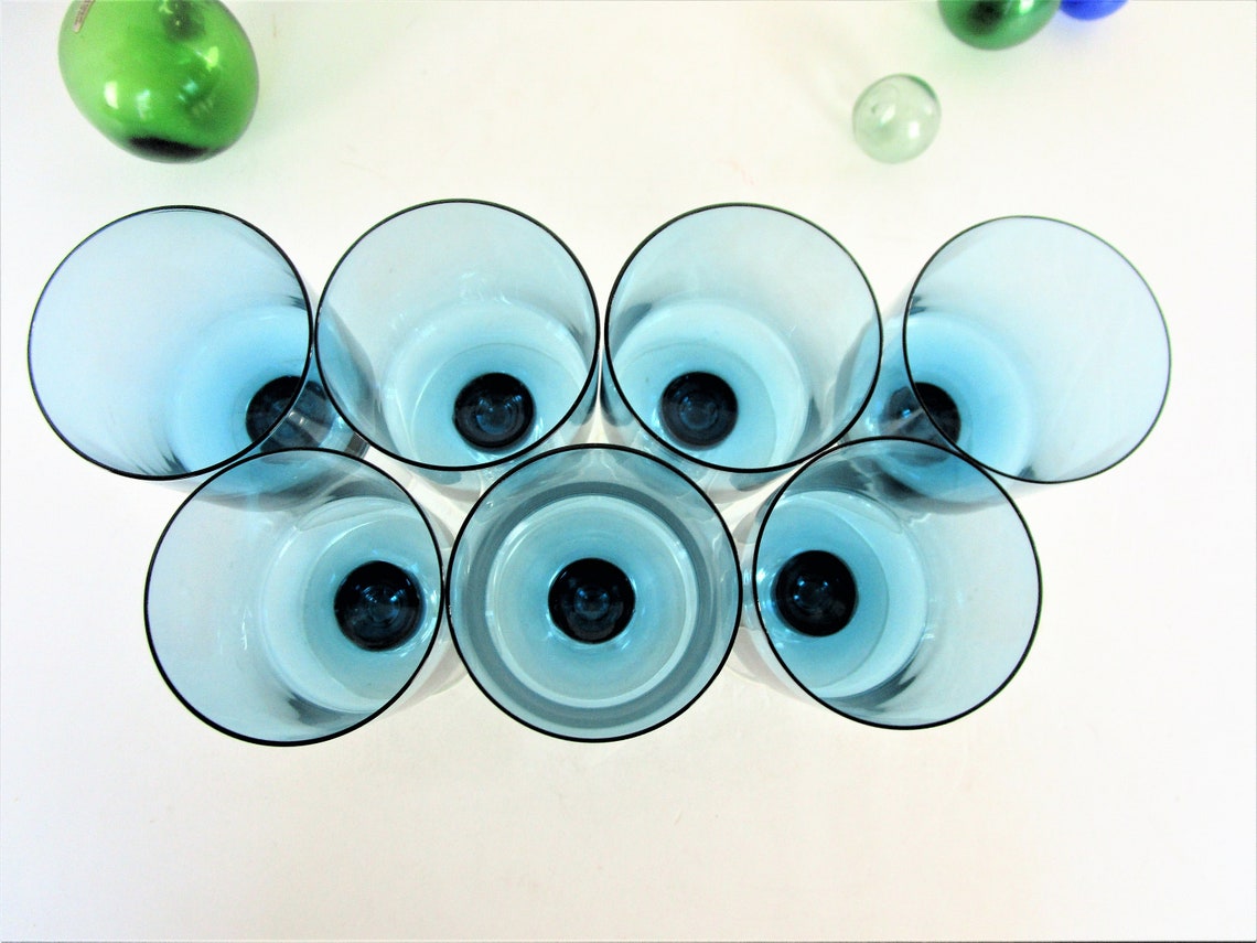 Vintage Teal Blue Glassware Set of 7 Your Choice Etsy